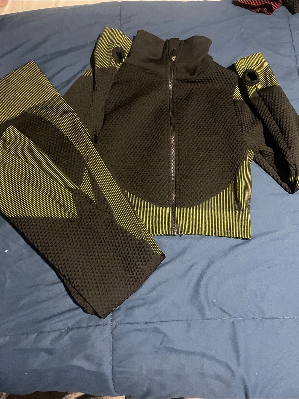Women's Black & Lime Zip-Front Active Jacket Red Set included